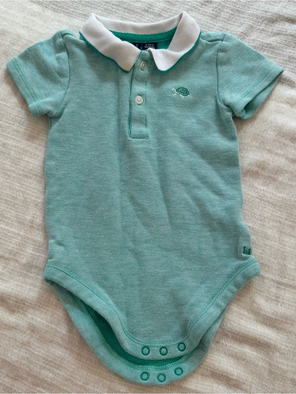 Janie and Jack Mint Polo-Style One-Piece with White Collar